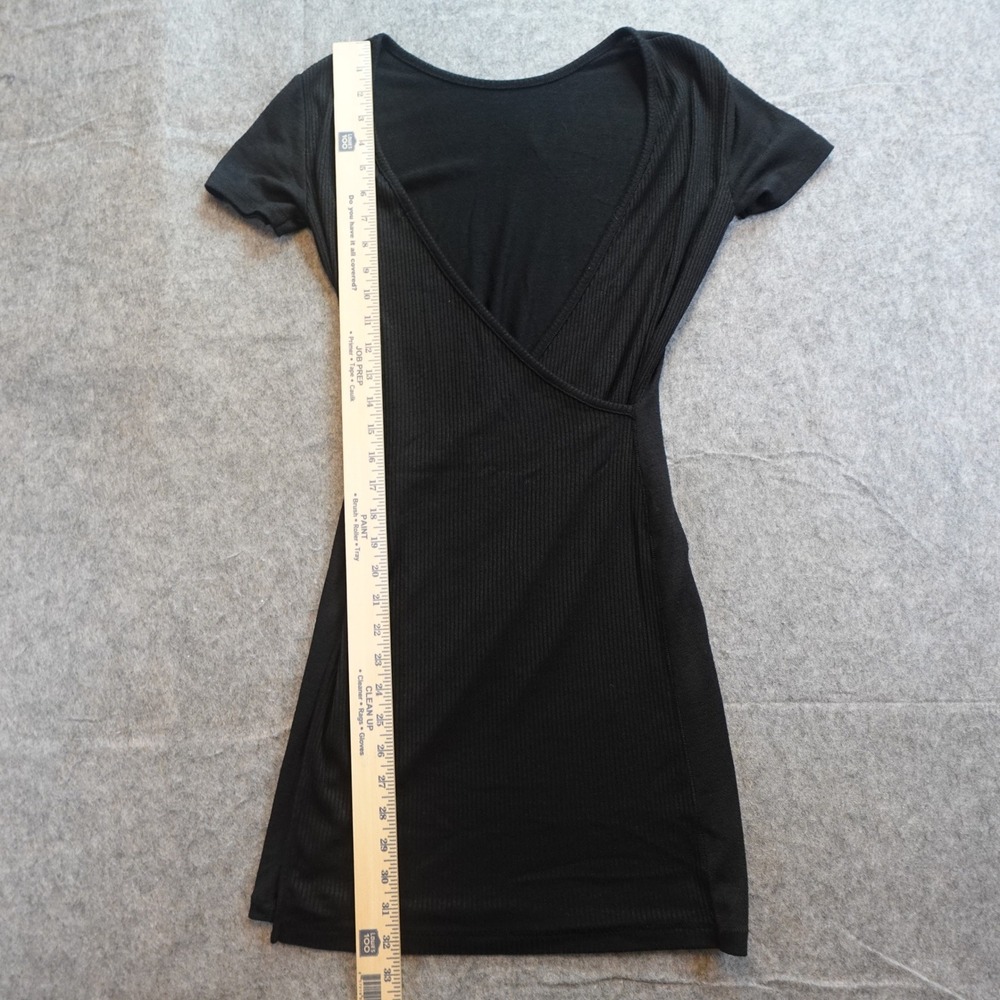 Rag and Bone Dress Women Extra Small Black Wrap Textured Mini LBD Simple TShirt - Picture 7 of 10